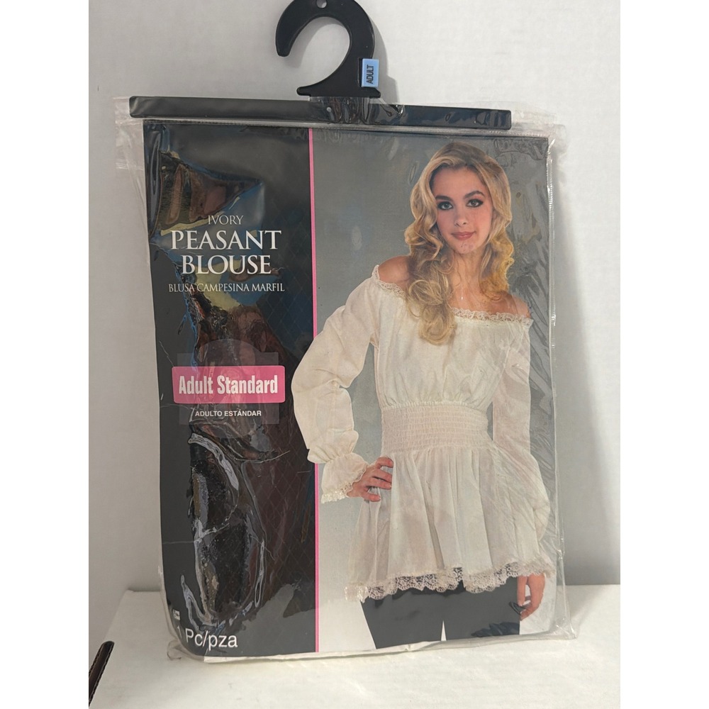 Amscan Ivory Peasant Blouse Costume Top Women Standard Size 8400537 Renaissance